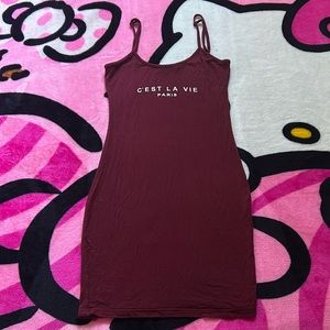 Shein Red ‘C’est La Vie’ Bodycon Dress
